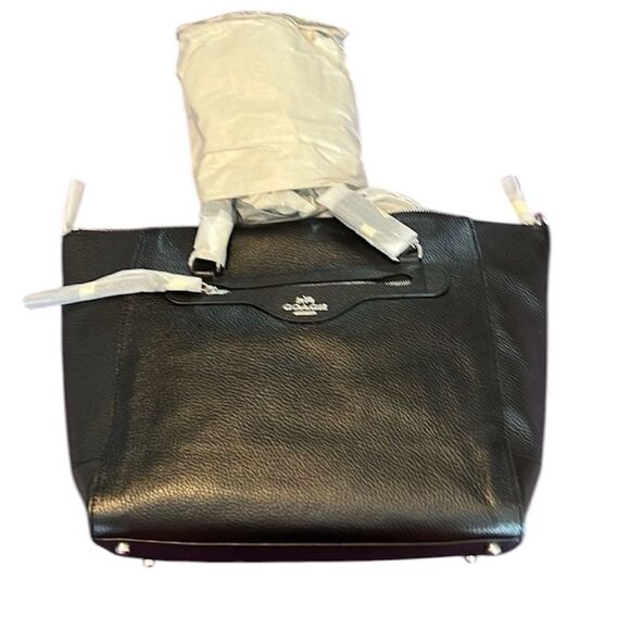 COACH NWT gorgeous black pebble leather crossbody handbag - Picture 1 of 11